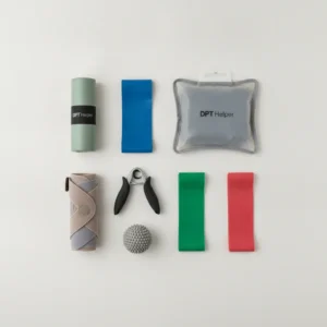 Professional real photo of physiotherapy support products from